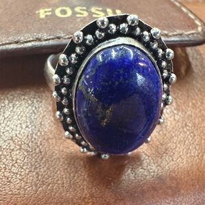 Sterling Silver Ring with Azurite Blue Stone